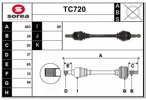 Arbre de transmission SERA TC720