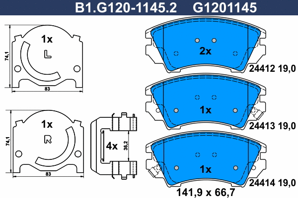 Kit de plaquettes de frein, frein à disque GALFER B1.G120-1145.2