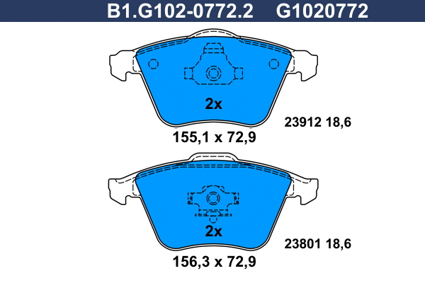 Kit de plaquettes de frein, frein à disque GALFER B1.G102-0772.2