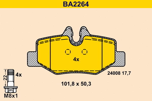 Kit de plaquettes de frein, frein à disque BARUM BA2264