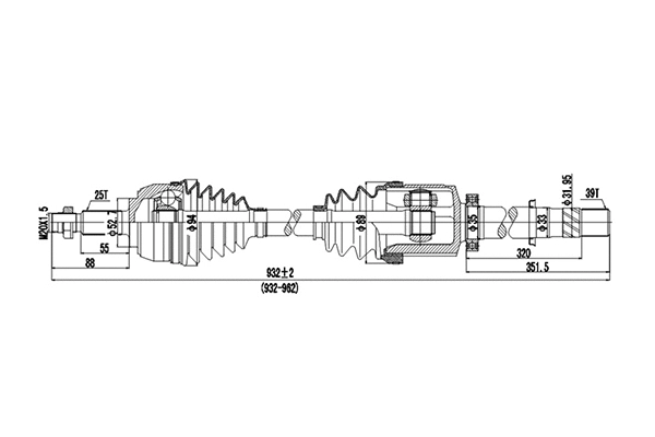 Arbre de transmission DYNAMATRIX DDS250400