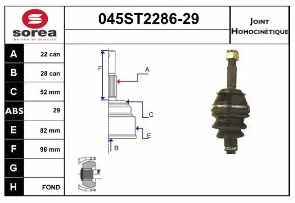 Jeu de joints, arbre de transmission STARTCAR 045ST2286-29