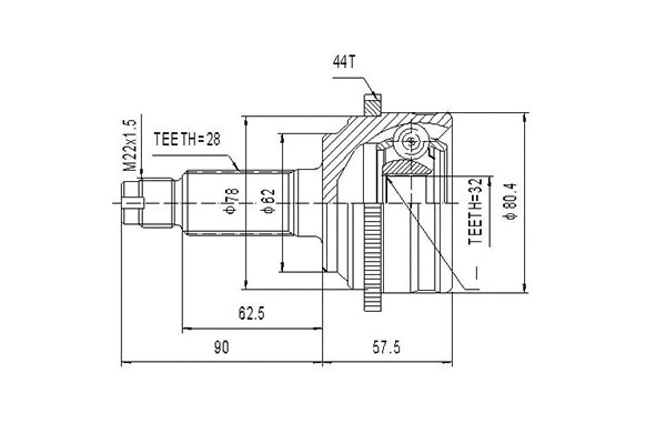 Jeu de joints, arbre de transmission DYNAMATRIX DCV834084