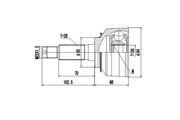 Jeu de joints, arbre de transmission DYNAMATRIX DCV827053