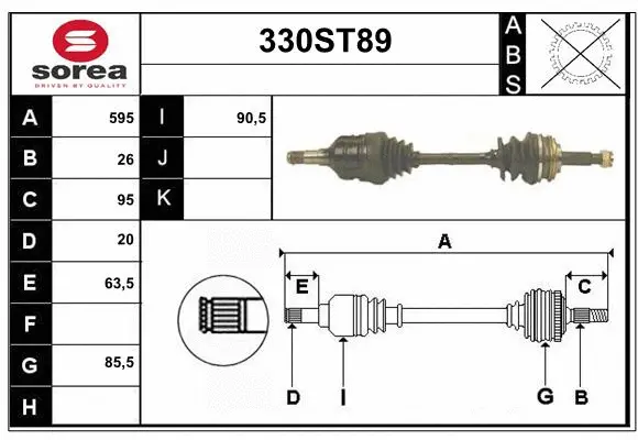 Arbre de transmission STARTCAR 330ST89