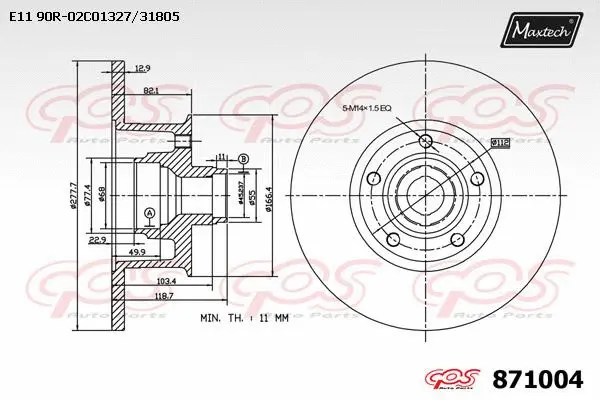 Disque de frein MAXTECH 871004