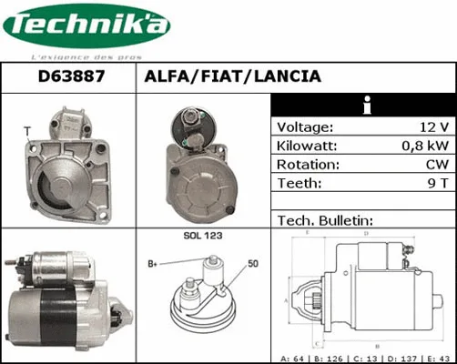 Démarreur Technika D63887
