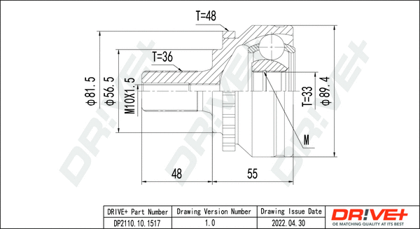 Jeu de joints, arbre de transmission Dr!ve+ DP2110.10.1517