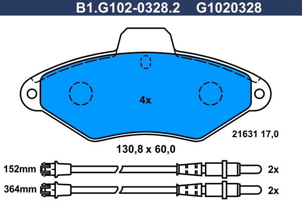 Kit de plaquettes de frein, frein à disque GALFER B1.G102-0328.2