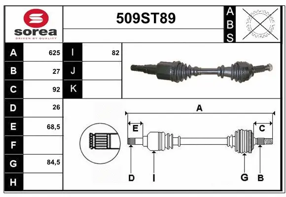 Arbre de transmission STARTCAR 509ST89