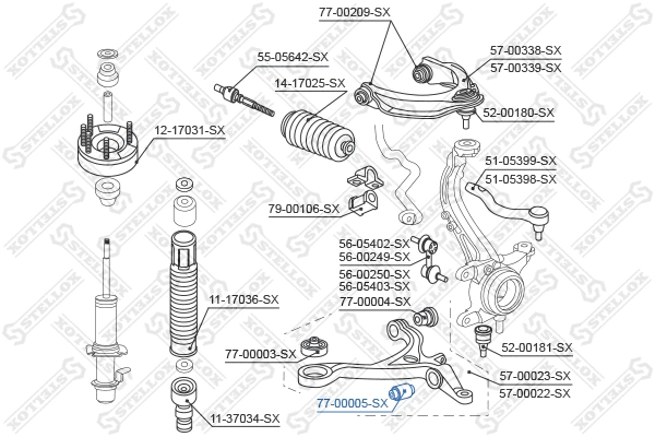 Suspension, bras de liaison STELLOX 77-00005-SX