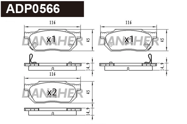 Kit de plaquettes de frein, frein à disque DANAHER ADP0566