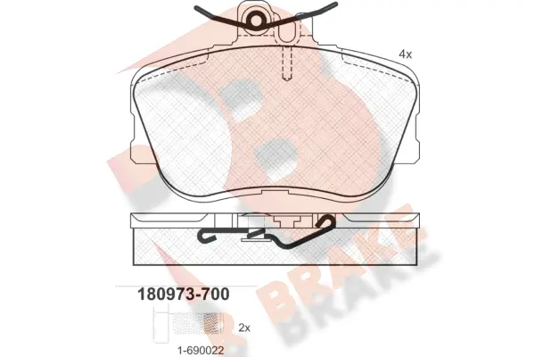 Kit de plaquettes de frein, frein à disque R BRAKE RB0973-700