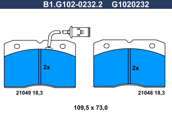 Kit de plaquettes de frein, frein à disque GALFER B1.G102-0232.2