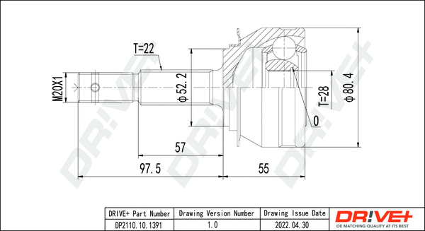 Jeu de joints, arbre de transmission Dr!ve+ DP2110.10.1391