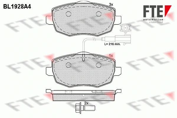Kit de plaquettes de frein, frein à disque FTE 9010517
