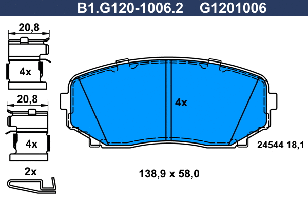 Kit de plaquettes de frein, frein à disque GALFER B1.G120-1006.2