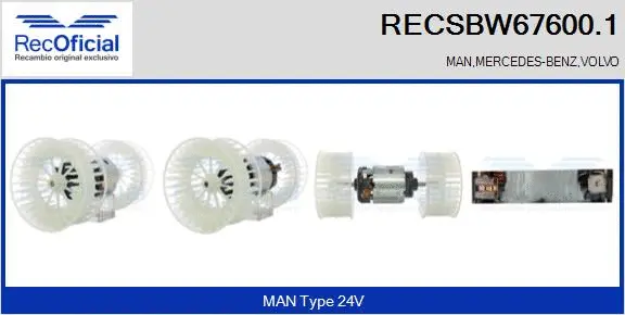 Pulseur d'air habitacle RECOFICIAL RECSBW67600.1