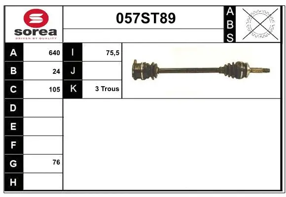 Arbre de transmission STARTCAR 057ST89