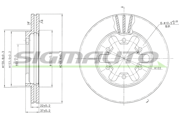 Disque de frein SIGMAUTO DBA421V