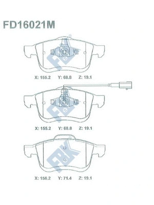 Kit de plaquettes de frein, frein à disque FBK FD16021M