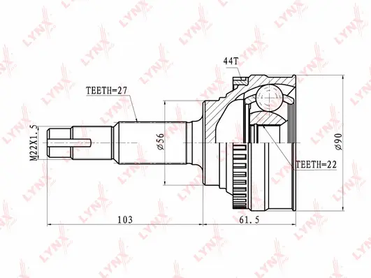 Jeu de joints, arbre de transmission LYNXAUTO CO-5716A