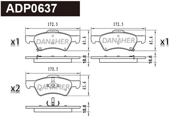 Kit de plaquettes de frein, frein à disque DANAHER ADP0637