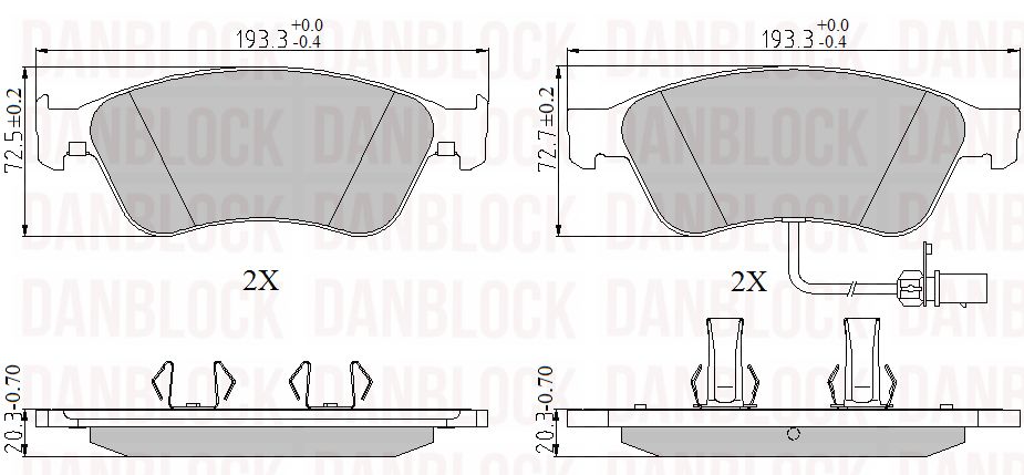Kit de plaquettes de frein, frein à disque DANBLOCK DB 510576