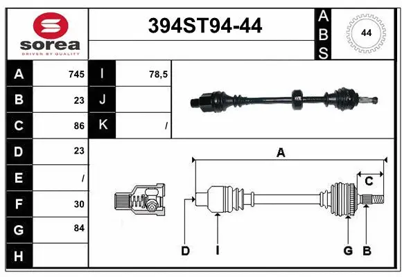 Arbre de transmission STARTCAR 394ST94-44