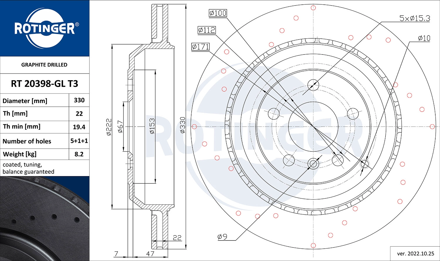 Disque de frein ROTINGER RT 20398-GL T3