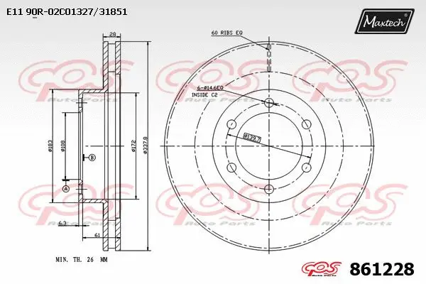 Disque de frein MAXTECH 861228