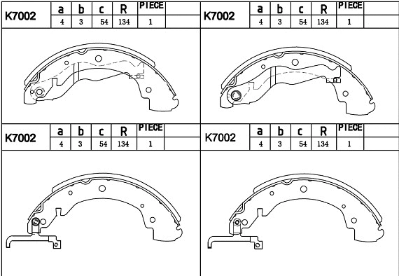 Jeu de mâchoires de frein ASIMCO K7002
