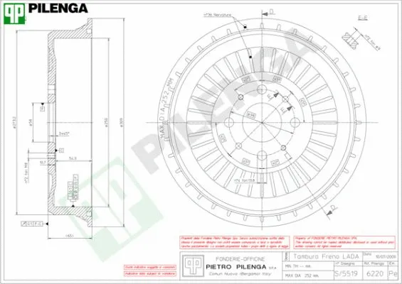 Tambour de frein PILENGA 6220