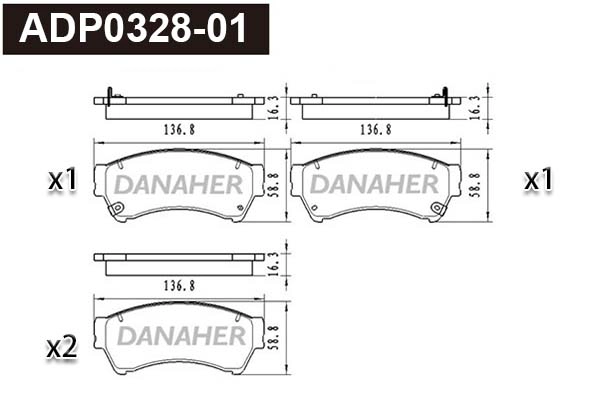Kit de plaquettes de frein, frein à disque DANAHER ADP0328-01