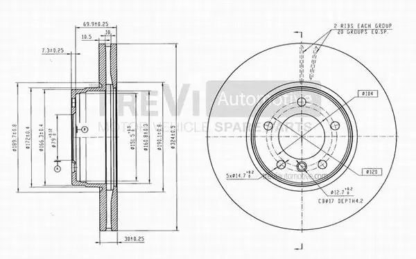 Disque de frein TREVI AUTOMOTIVE BD1173