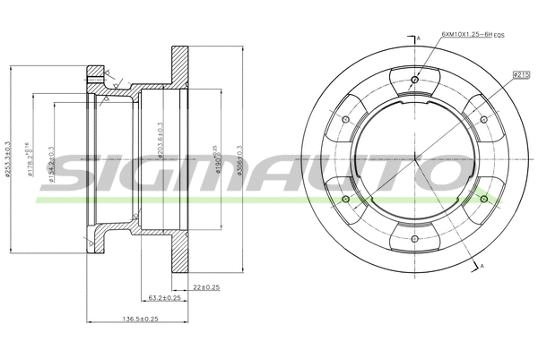 Disque de frein SIGMAUTO DB0236S
