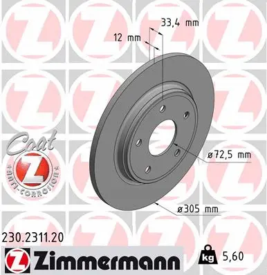 Disque de frein ZIMMERMANN 230.2311.20