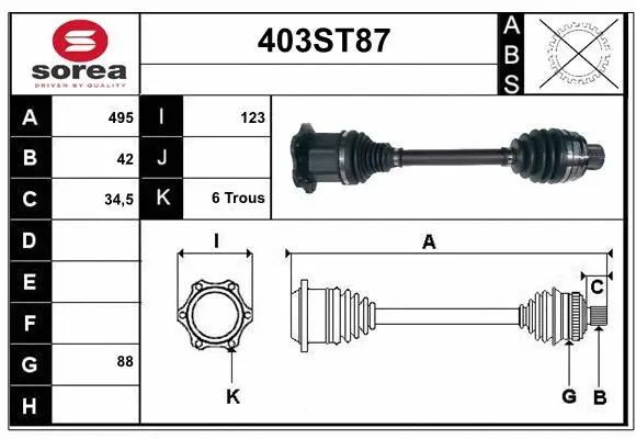 Arbre de transmission STARTCAR 403ST87