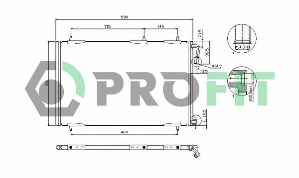 Condenseur, climatisation PROFIT PR 1907C1