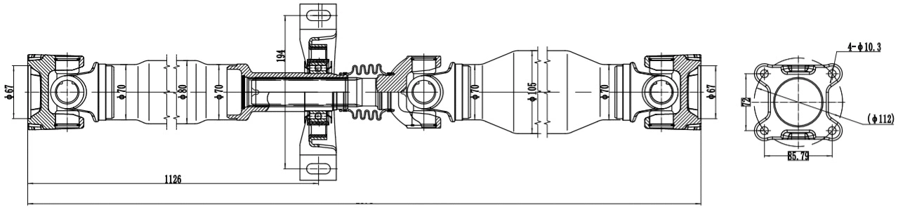 Arbre de transmission, entraînement essieux SERCORE 32108B