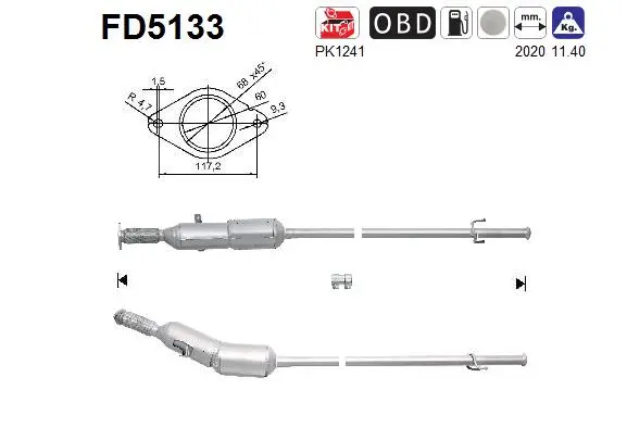 Filtre à particules / à suie, échappement AS FD5133