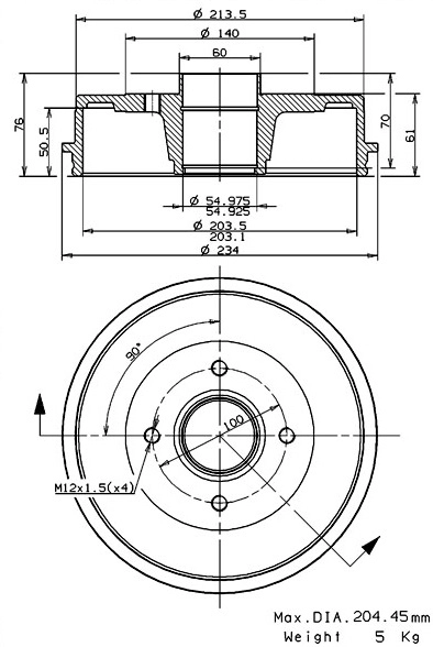 Tambour de frein VILLAR 627.0269