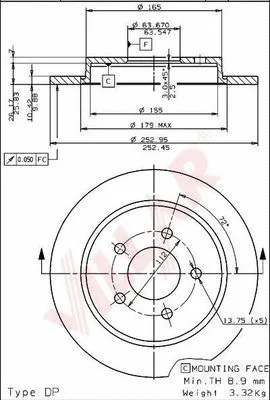 Disque de frein VILLAR 628.1555