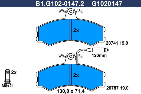 Kit de plaquettes de frein, frein à disque GALFER B1.G102-0147.2
