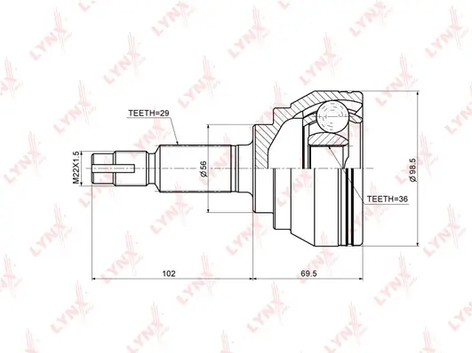 Jeu de joints, arbre de transmission LYNXAUTO CO-3661