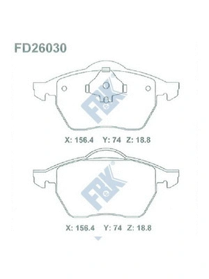 Kit de plaquettes de frein, frein à disque FBK FD26030