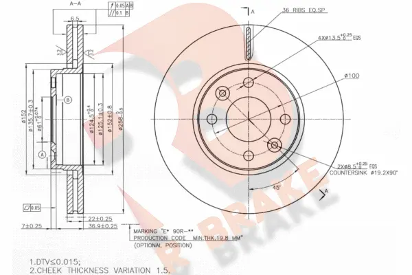 Disque de frein R BRAKE 78RBD23110