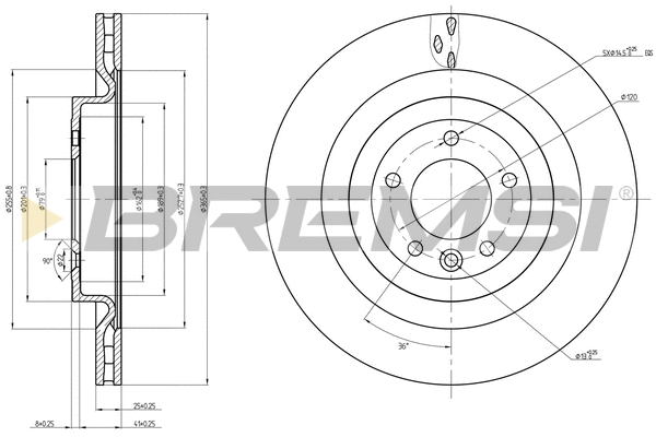 Disque de frein BREMSI CD8433V
