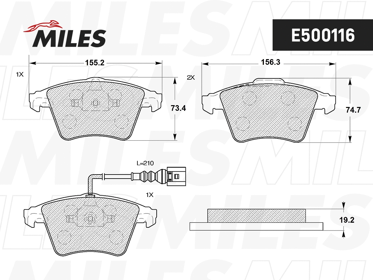 Kit de plaquettes de frein, frein à disque MILES E500116