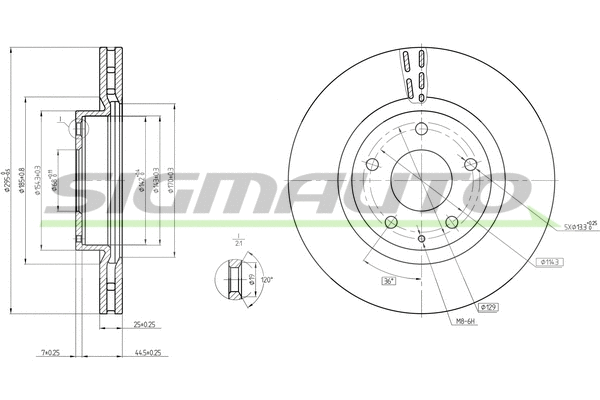 Disque de frein SIGMAUTO DBC465V